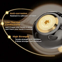 Gomexus 90mm Aluminium Power Handle With 45mm Titanium Knob - Black & Gold -Magasin De Matériel De Pêche LYS90TB45BKGD 5